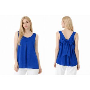 Women's Candie's Blue Sleeveless Tank Top with Bow Back, Juniors S